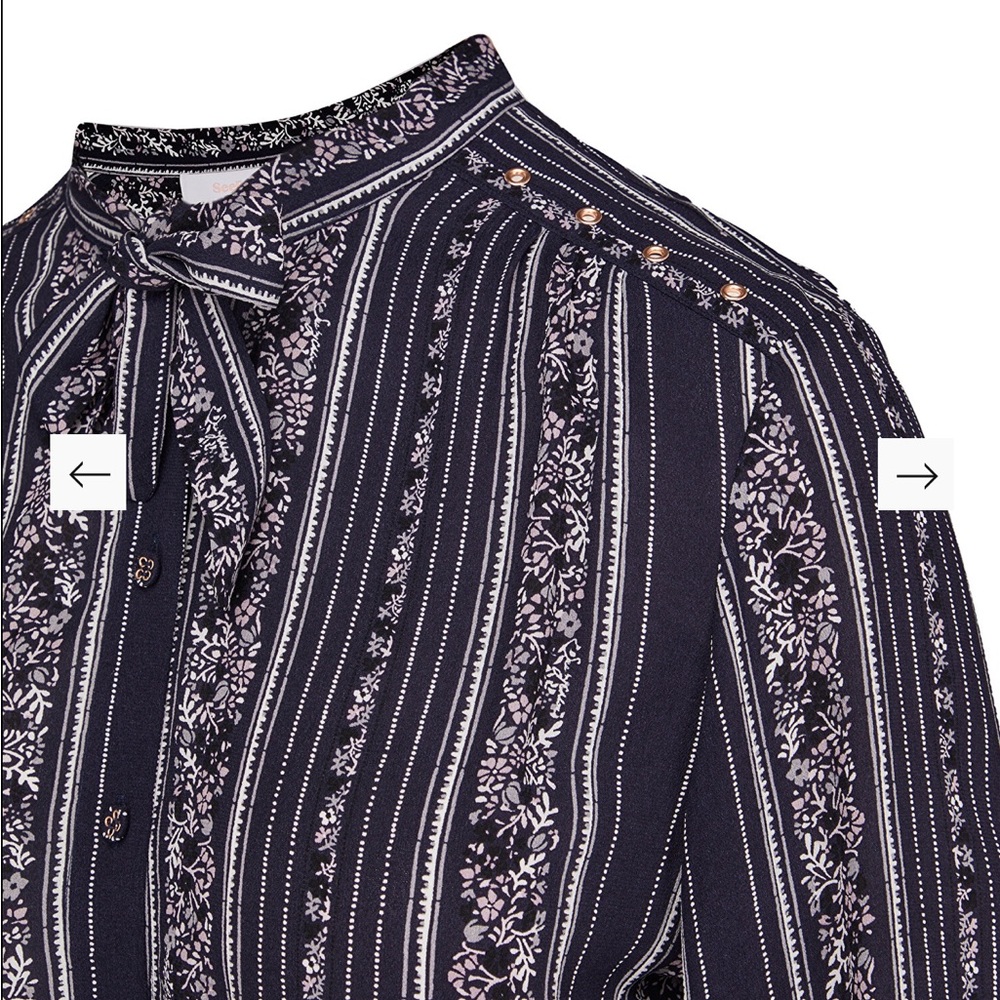 See By Chloe Dress Florence Tie-detailed Flora Crepe De Chine Maxi Dress size 2 - Picture 3 of 16